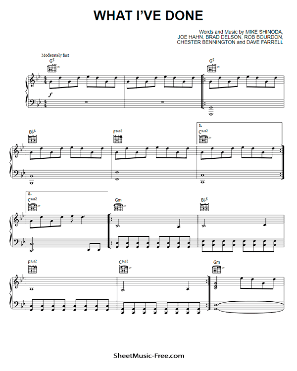 What I've Done Sheet Music PDF Linkin Park Free Download