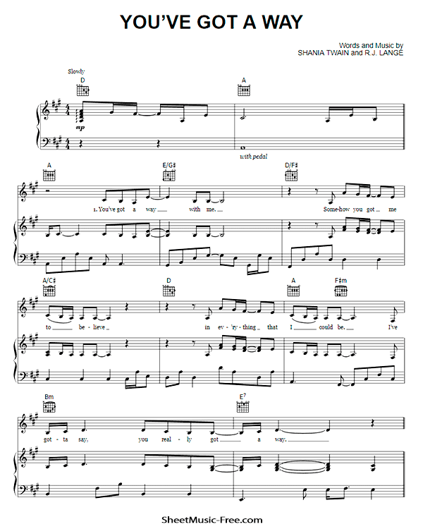 You've Got A Way Sheet Music PDF Shania Twain Free Download