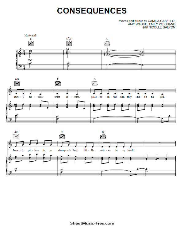 Consequences Sheet Music PDF Camila Cabello Free Download
