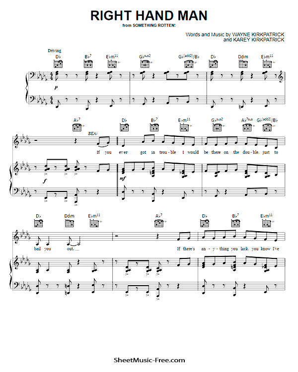 Download Right Hand Man Sheet Music PDF from Something Rotten