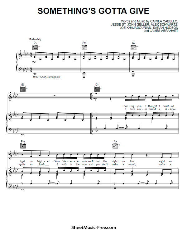 Something's Gotta Give Sheet Music PDF Camila Cabello Free Download