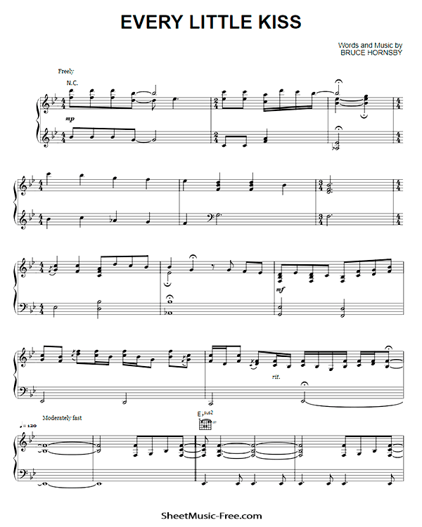 Every Little Kiss Sheet Music PDF Bruce Hornsby Free Download