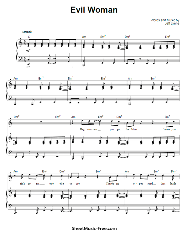 Evil Woman Sheet Music PDF Electric Light Orchestra Free Download