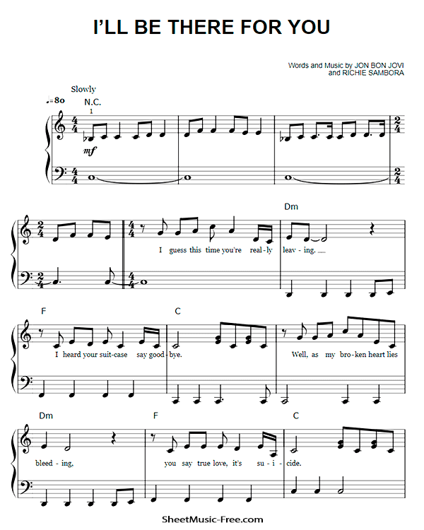 I'll Be There For You Sheet Music PDF Bon Jovi Free Download