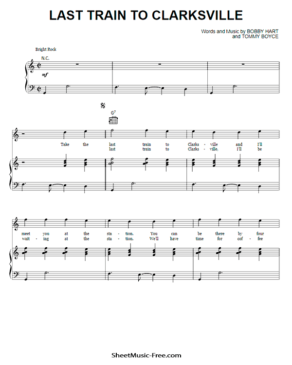 Last Train To Clarksville Sheet Music PDF The Monkees Free Download