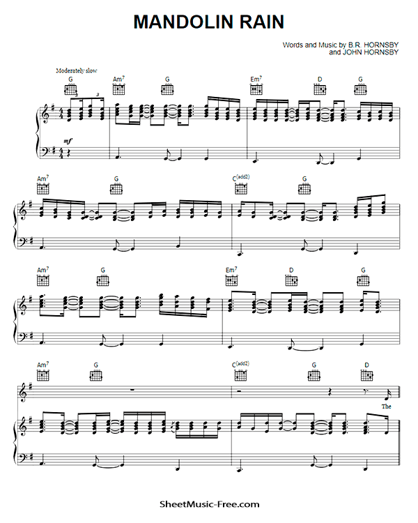 Mandolin Rain Sheet Music PDF Bruce Hornsby Free Download