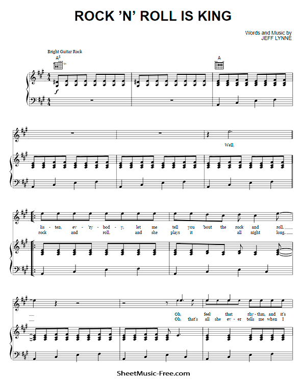 Rock 'N' Roll Is King Sheet Music PDF Electric Light Orchestra Free Download