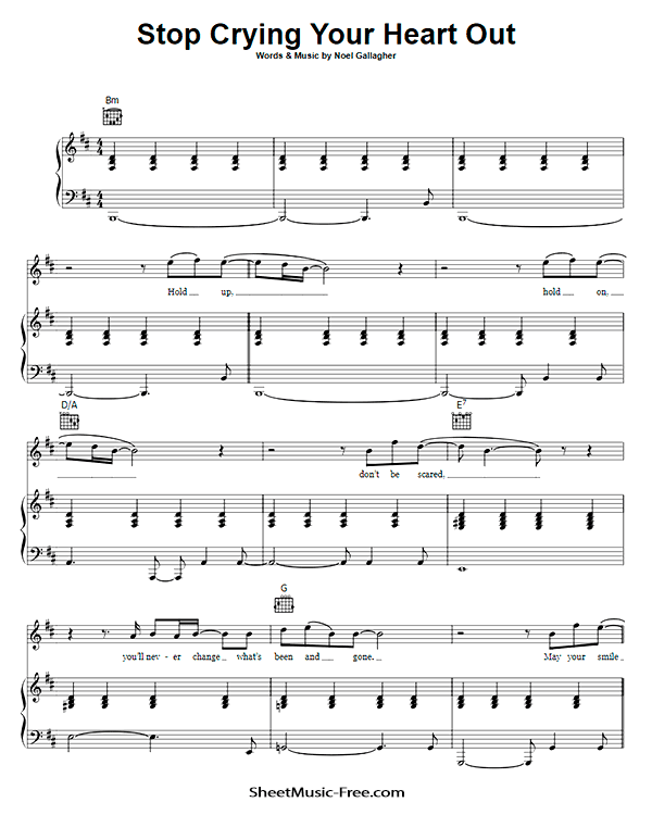 Stop Crying Your Heart Out Sheet Music PDF Oasis Free Download
