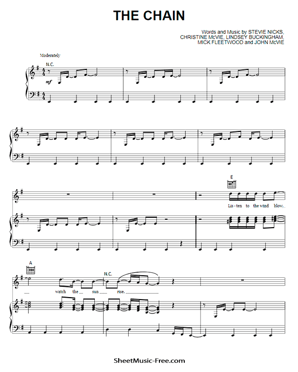 The Chain Sheet Music PDF Fleetwood Mac Free Download