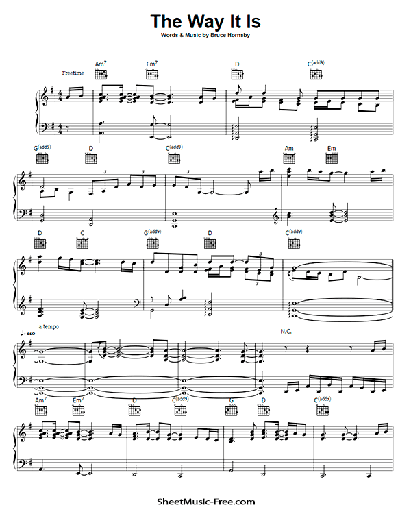 The Way It Is Sheet Music PDF Bruce Hornsby Free Download