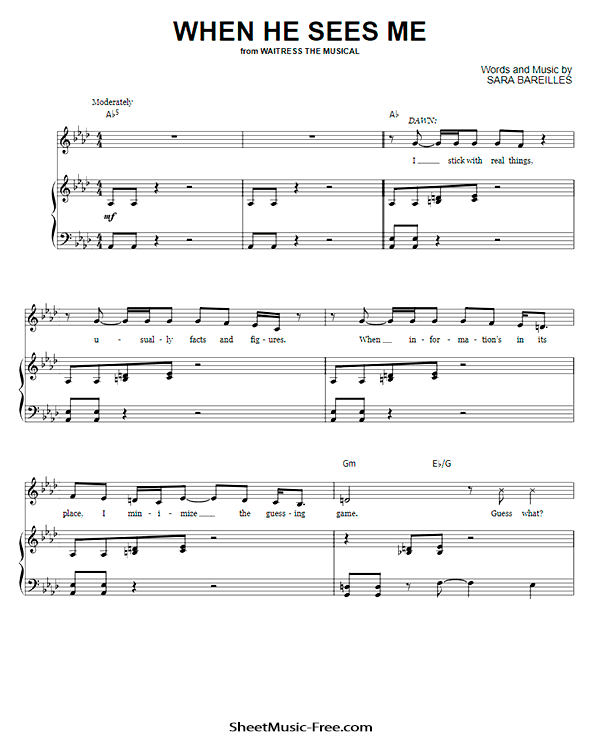 When He Sees Me Sheet Music PDF from Waitress Free Download