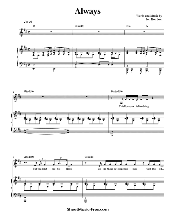 Always Sheet Music Bon Jovi PDF Free Download Piano Sheet Music by Bon Jovi. Always Piano Sheet Music Always Music Notes Always Music Score