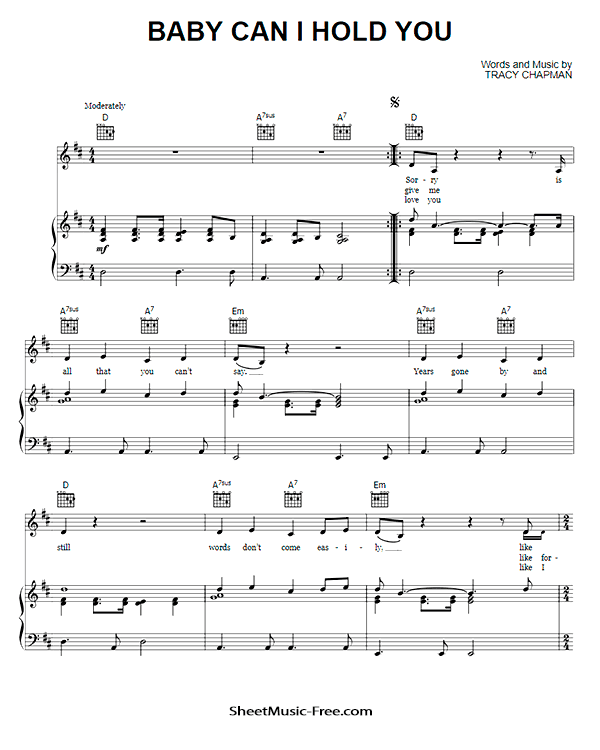 Baby Can I Hold You Sheet Music PDF Tracy Chapman Free Download