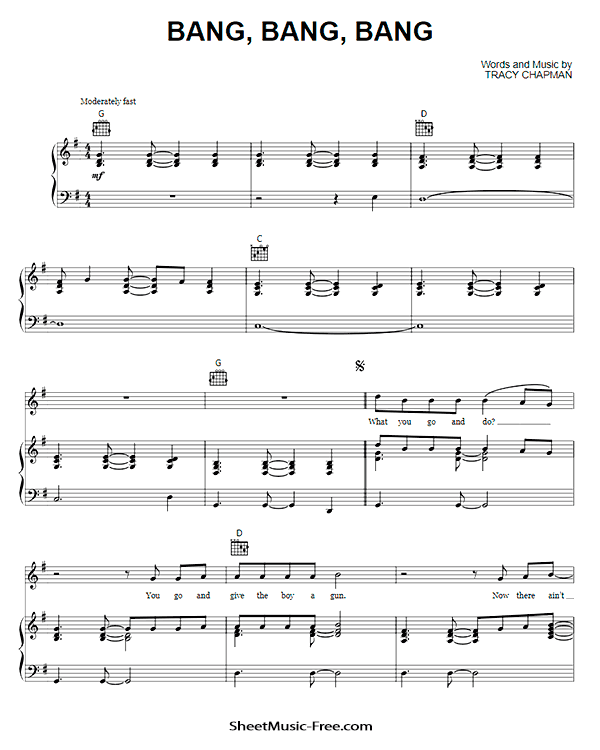 Bang Bang Bang Sheet Music PDF Tracy Chapman Free Download