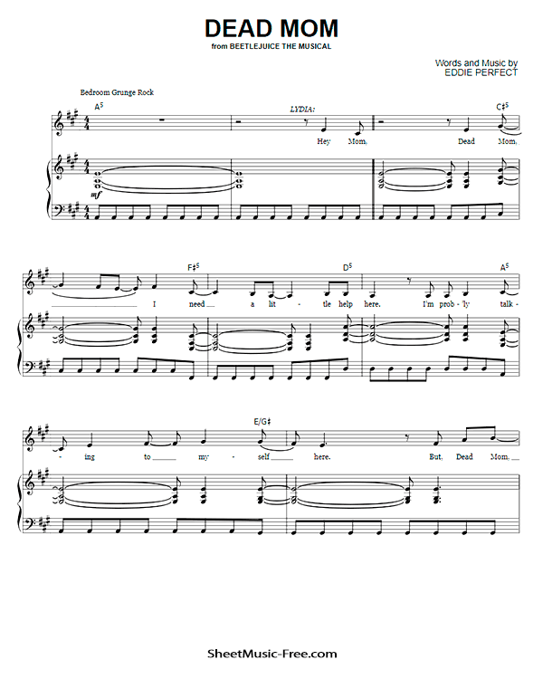 Dead Mom Sheet Music From Beetlejuice Sheetmusic Free Com