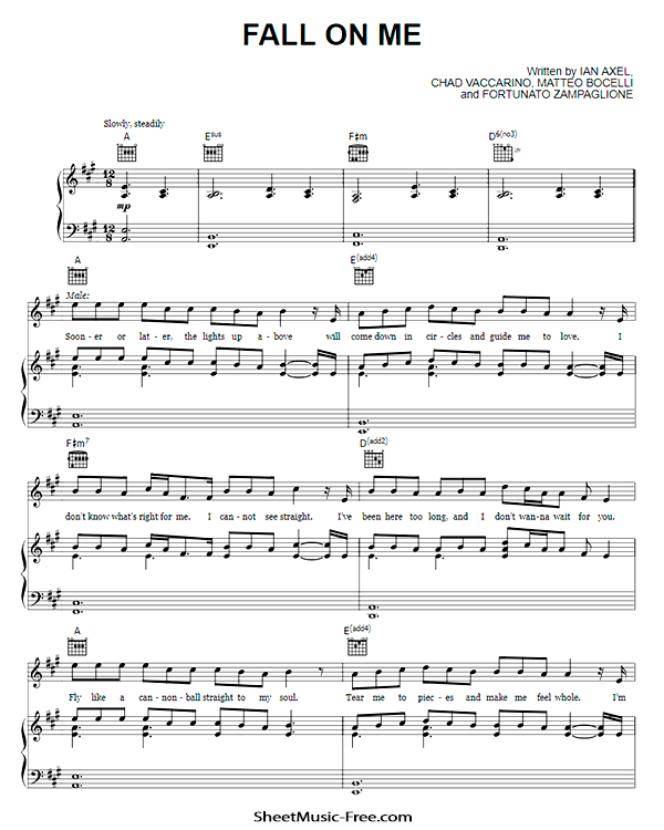 Fall On Me Sheet Music PDF Christina Aguilera & A Great Big World Free Download