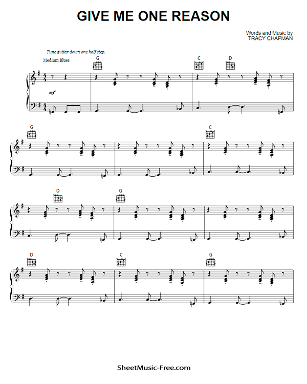 Give Me One Reason Sheet Music PDF Tracy Chapman Free Download