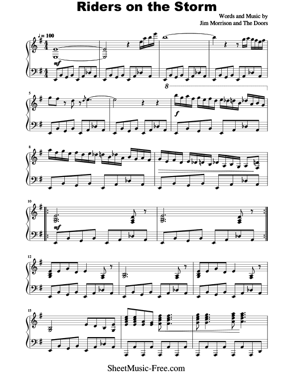 Riders On The Storm Sheet Music PDF The Doors Free Download