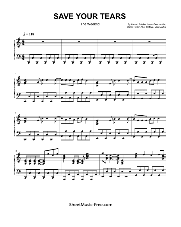 Save Your Tears Piano Sheet Music The Weeknd Piano Solo