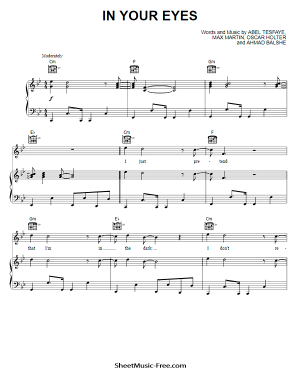 In Your Eyes Sheet Music PDF The Weeknd Free Download