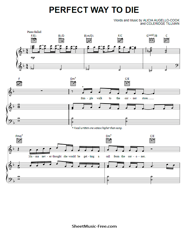 Perfect Way To Die Sheet Music PDF Alicia Keys Free Download