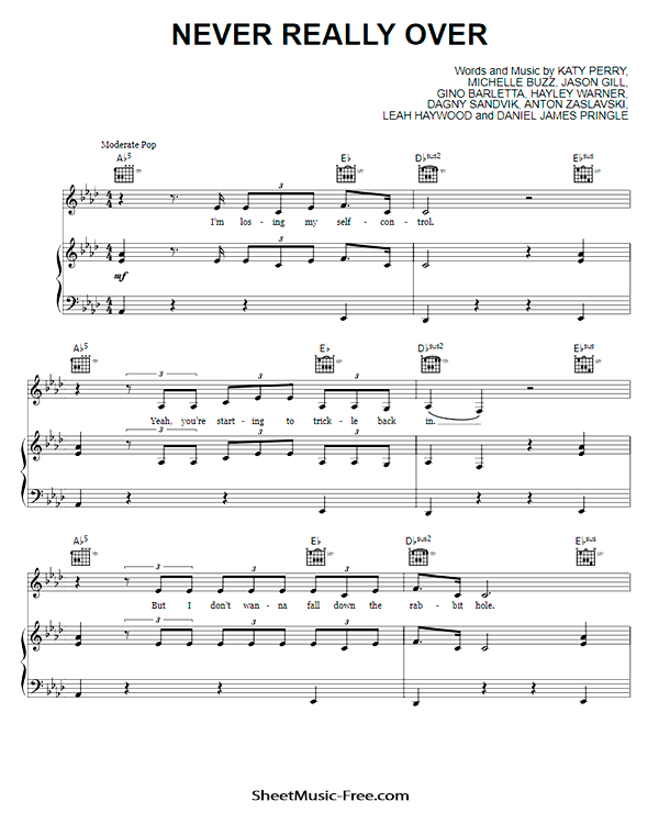 Never Really Over Sheet Music PDF Katy Perry Free Download