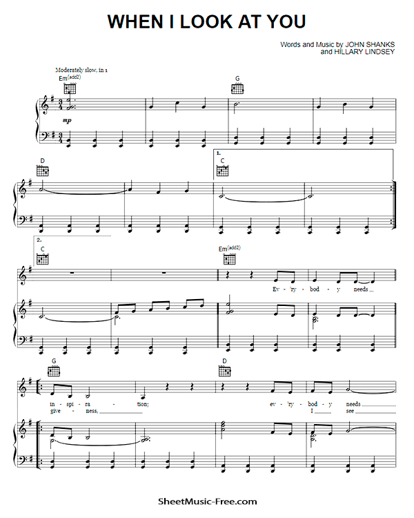 When I Look At You Sheet Music PDF Miley Cyrus Free Download