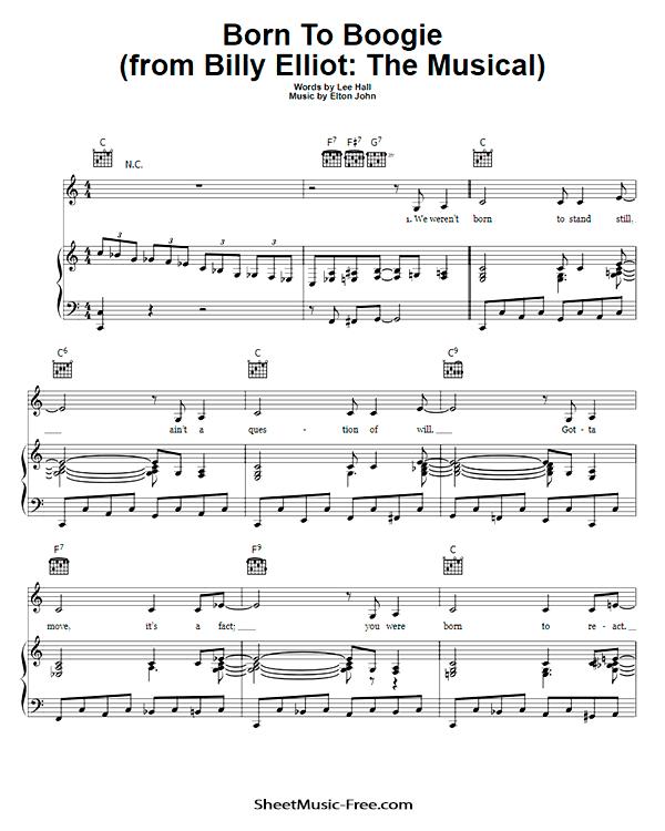 Born To Boogie Sheet Music PDF Billy Elliot Free Download