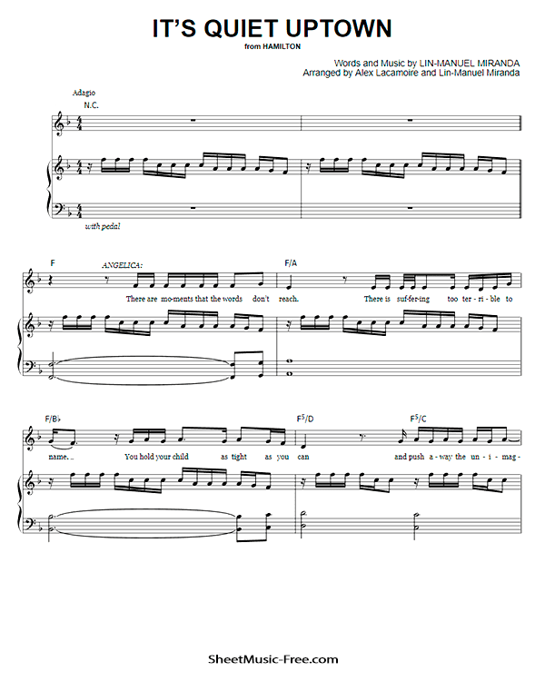 It's Quiet Uptown Sheet Music PDF from Hamilton Free Download