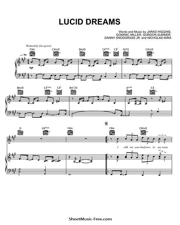 Lucid Dreams Sheet Music PDF Juice WRLD Free Download