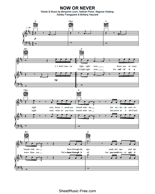 Now Or Never Sheet Music PDF Halsey Free Download