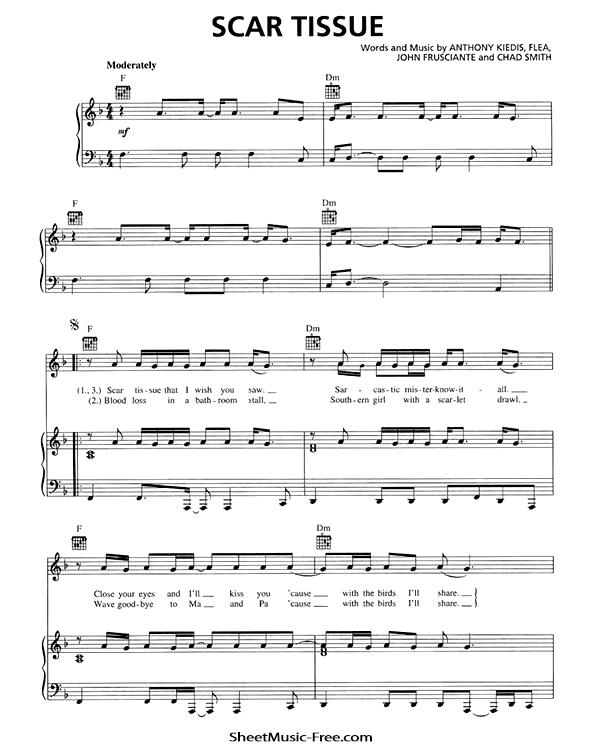 Scar Tissue Sheet Music PDF Red Hot Chili Peppers Free Download