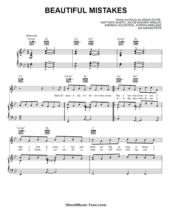 Download Beautiful Mistakes Sheet Music PDF Maroon 5 ft. Megan Thee Stallion