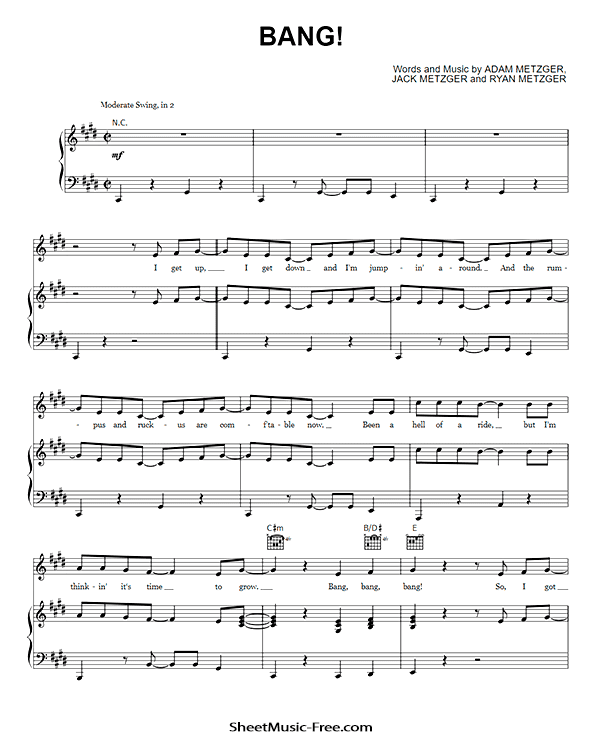 Bang Sheet Music PDF AJR Free Download Piano Sheet Music by AJR. Bang Piano Sheet Music Bang Music Notes Bang Music Score
