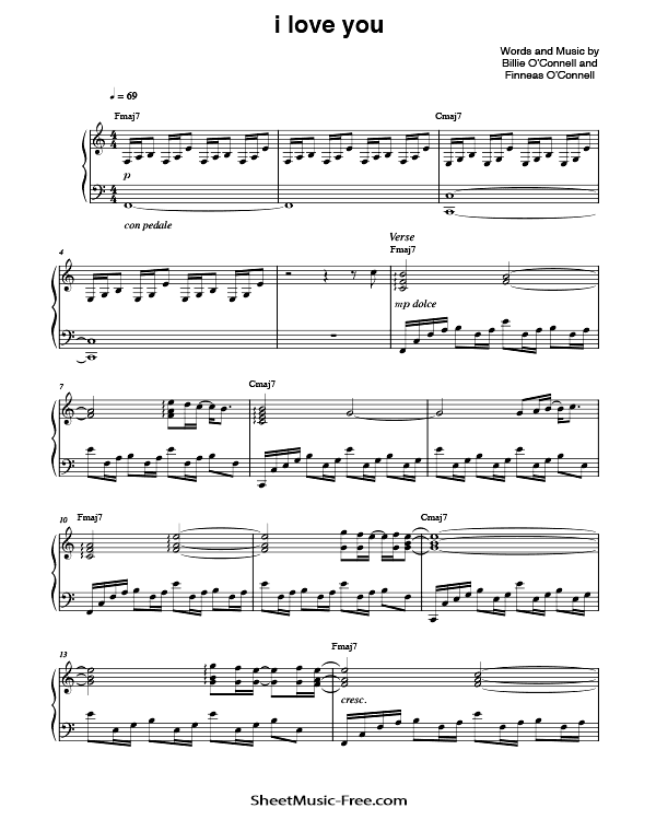 I Love You Sheet Music PDF Billie Eilish Free Download Piano Sheet Music by Billie Eilish. I Love You Piano Sheet Music I Love You Music Notes I Love You Music Score