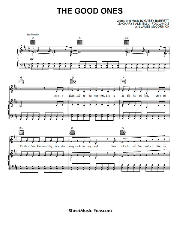 The Good Ones Sheet Music PDF Gabby Barrett Free Download Piano Sheet Music by Gabby Barrett. The Good Ones Piano Sheet Music The Good Ones Music Notes The Good Ones Music Score