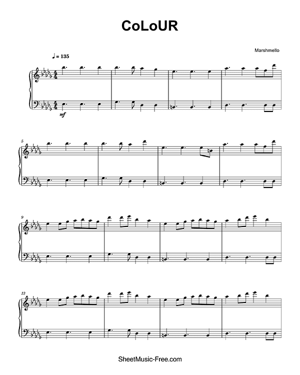 Colour Sheet Music PDF Marshmello Free Download Piano Sheet Music by Marshmello. Colour Piano Sheet Music Colour Music Notes Colour Music Score