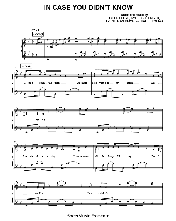 In Case You Didn't Know Sheet Music PDF Brett Young Free Download Piano Sheet Music by Brett Young. In Case You Didn't Know Piano Sheet Music In Case You Didn't Know Music Notes In Case You Didn't Know Music Score