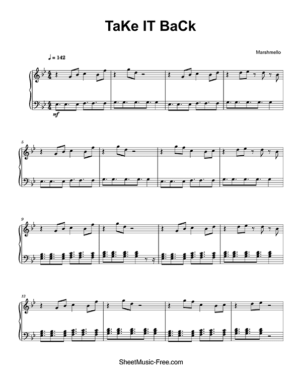 Take It Back Sheet Music PDF Marshmello Free Download Piano Sheet Music by Marshmello. Take It Back Piano Sheet Music Take It Back Music Notes Take It Back Music Score