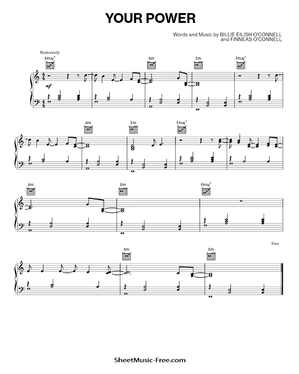 Your Power Sheet Music PDF Billie Eilish Free Download Piano Sheet Music by Billie Eilish. Your Power Piano Sheet Music Your Power Music Notes Your Power Music Score