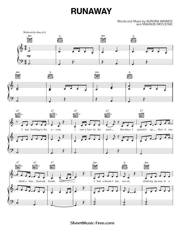 Runaway Sheet Music PDF Aurora Free Download Piano Sheet Music by Aurora. Runaway Piano Sheet Music Runaway Music Notes Runaway Music Score