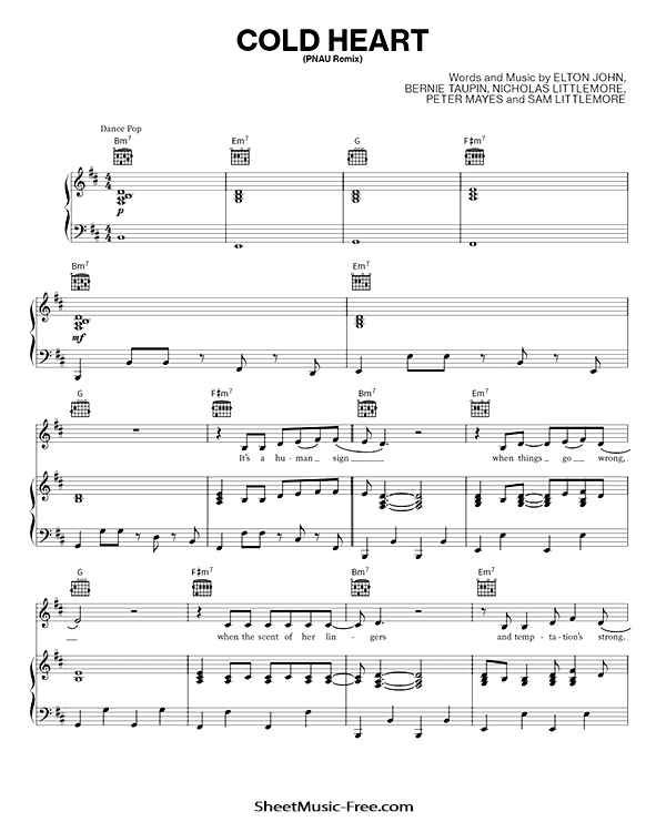 Cold Heart Sheet Music PDF Elton John and Dua Lipa Free Download Piano Sheet Music by Elton John and Dua Lipa. Cold Heart Piano Sheet Music Cold Heart Music Notes Cold Heart Music Score
