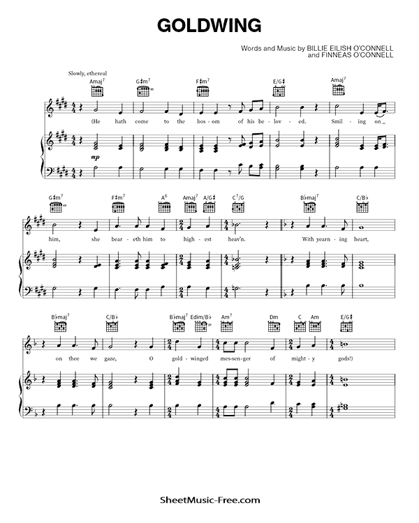 Goldwing Sheet Music PDF Billie Eilish Free Download Piano Sheet Music by Billie Eilish. Goldwing Piano Sheet Music Goldwing Music Notes Goldwing Music Score