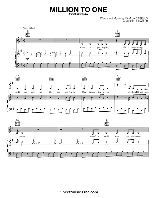 Million To One Sheet Music PDF Camila Cabello Free Download Piano Sheet Music by Camila Cabello. Million To One Piano Sheet Music Million To One Music Notes Million To One Music Score