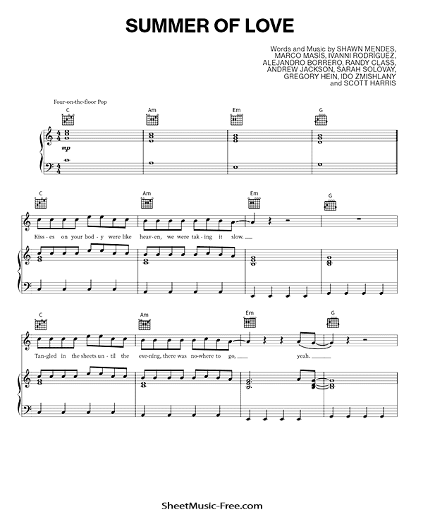 Summer Of Love Sheet Music PDF Shawn Mendes, Tainy Free Download Piano Sheet Music by Shawn Mendes, Tainy. Summer Of Love Piano Sheet Music Summer Of Love Music Notes Summer Of Love Music Score