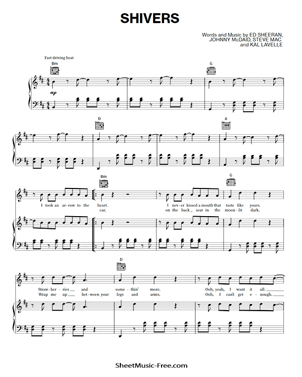 Shivers Sheet Music PDF Ed Sheeran Free Download Piano Sheet Music by Ed Sheeran. Shivers Piano Sheet Music Shivers Music Notes Shivers Music Score