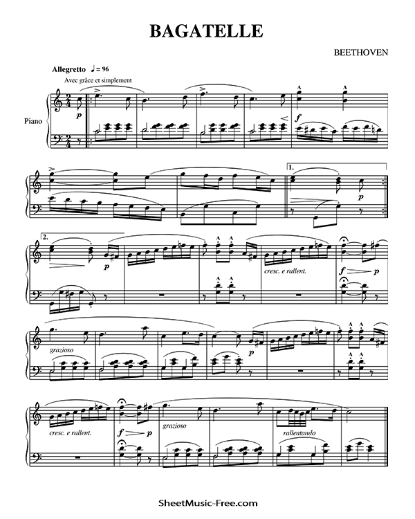 Bagatelle Sheet Music PDF Beethoven Free Download Piano Sheet Music by Beethoven. Bagatelle Piano Sheet Music Bagatelle Music Notes Bagatelle Music Score