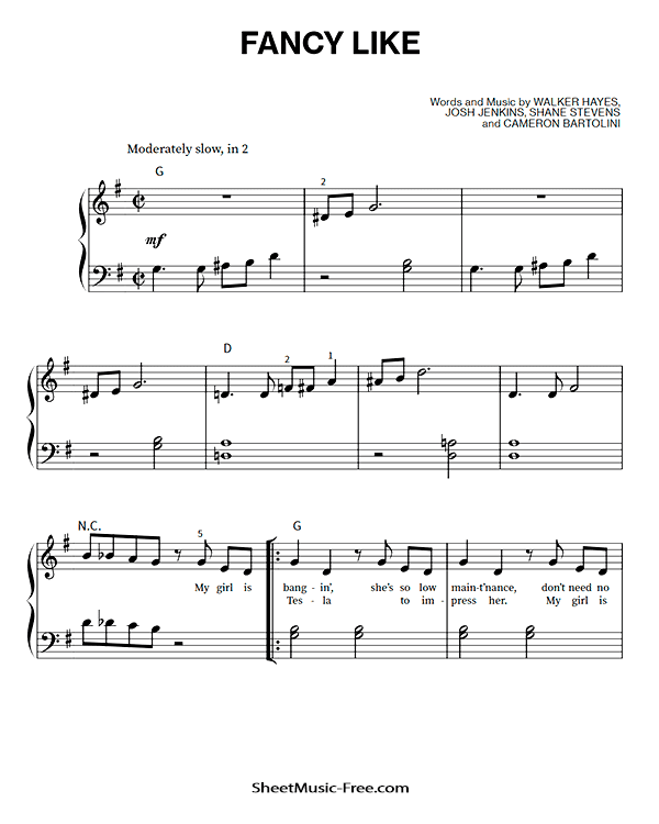 Fancy Like -Sheet-Music-PDF-Walker Hayes-Fancy Like -Piano-Sheet-Music-PDF-Free
