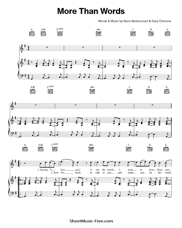 More Than Words Sheet Music PDF Extreme Free Download Piano Sheet Music by Extreme. More Than Words Piano Sheet Music More Than Words Music Notes More Than Words Music Score