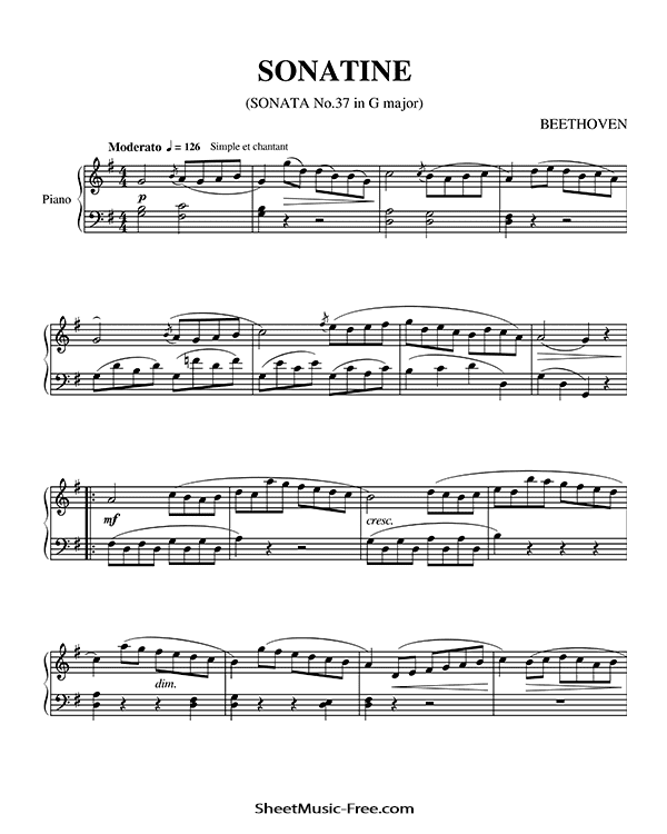 Download Sonatina in G Major Sheet Music PDF Beethoven